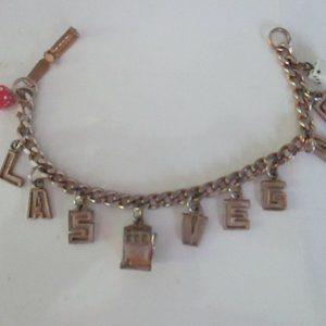 Vintage Las Vegas Souvenir Charm Bracelet with Slots and dice charms